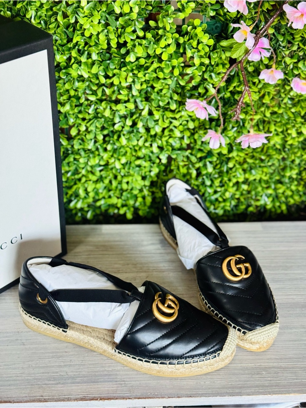 New Gucci Marmont black leather flat espadrille ballerina style size 38 - Picture 5 of 7